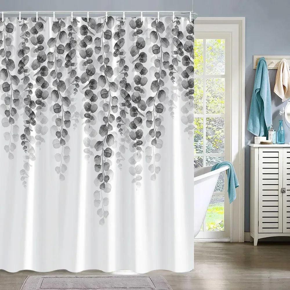 Eucalyptus Leaves Shower Curtain - Green Leaf Print
