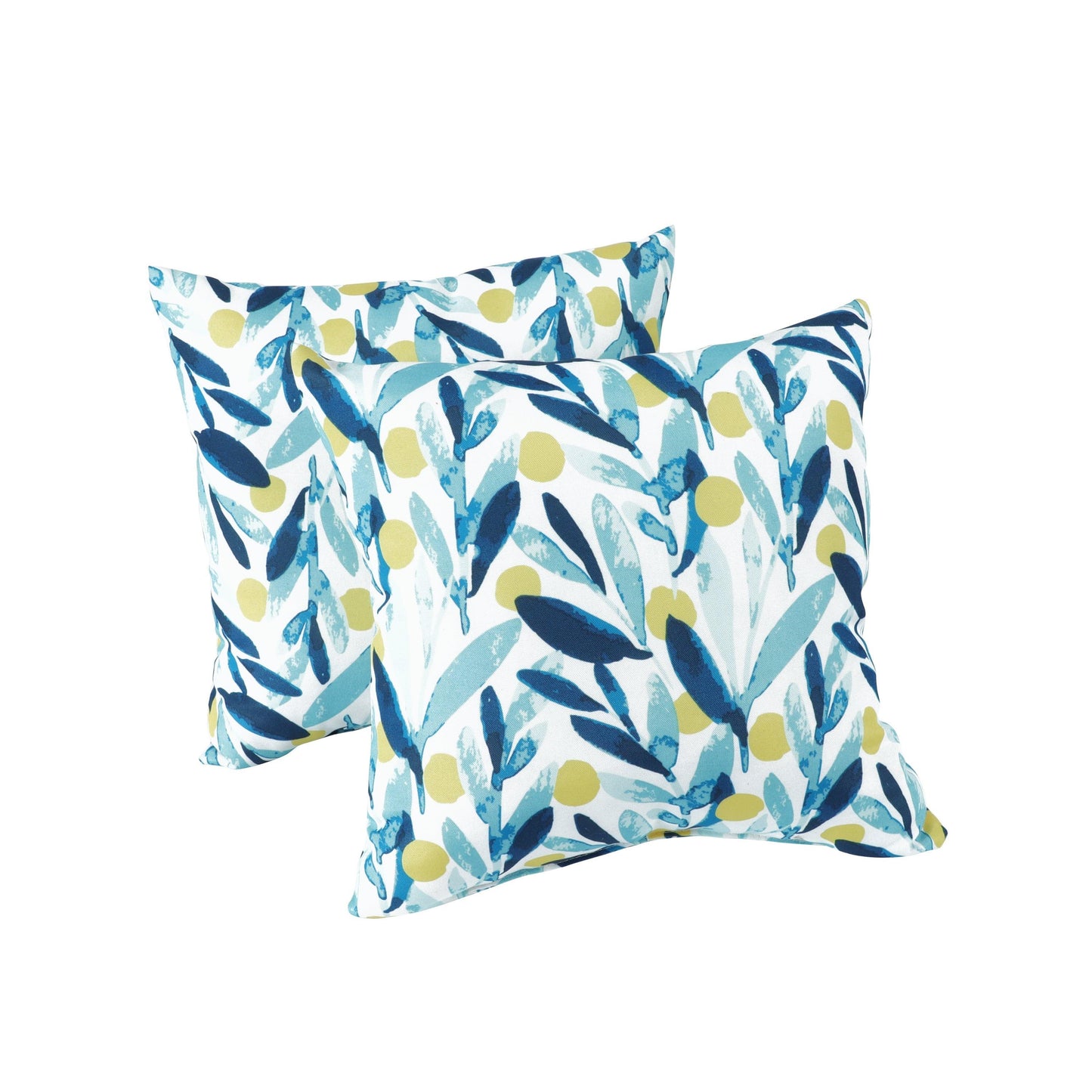2 Outdoor Antique Blue Floral Pillows, Waterproof & Fade-Resistant