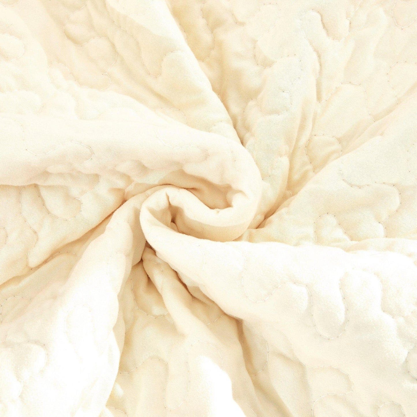 DaDa Bedding Yellow Floral Quilted Throw Blanket - Scalloped Edges with Hourglass Stitching