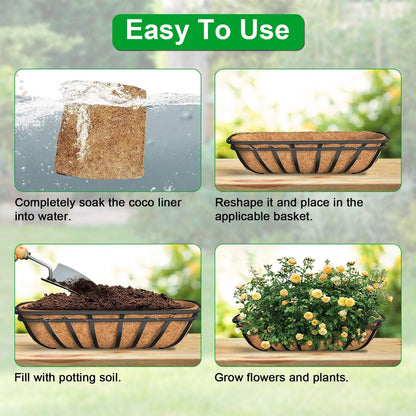 3Pcs Trough Coco Liners For Planters Coconut Coir Planter For Window Box Hanging Trough Basket Half Moon Planter Liner Replacement For Garden Fence Flower Vegetable