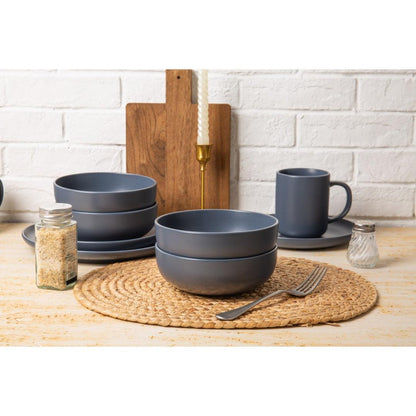12-Piece Stoneware Dinnerware Sets With Mugs  Microwave  Dishwasher Safe  Non-Toxic Dinner Plates Bowls Set Stackable Matte Glaze Kitchenware For 3