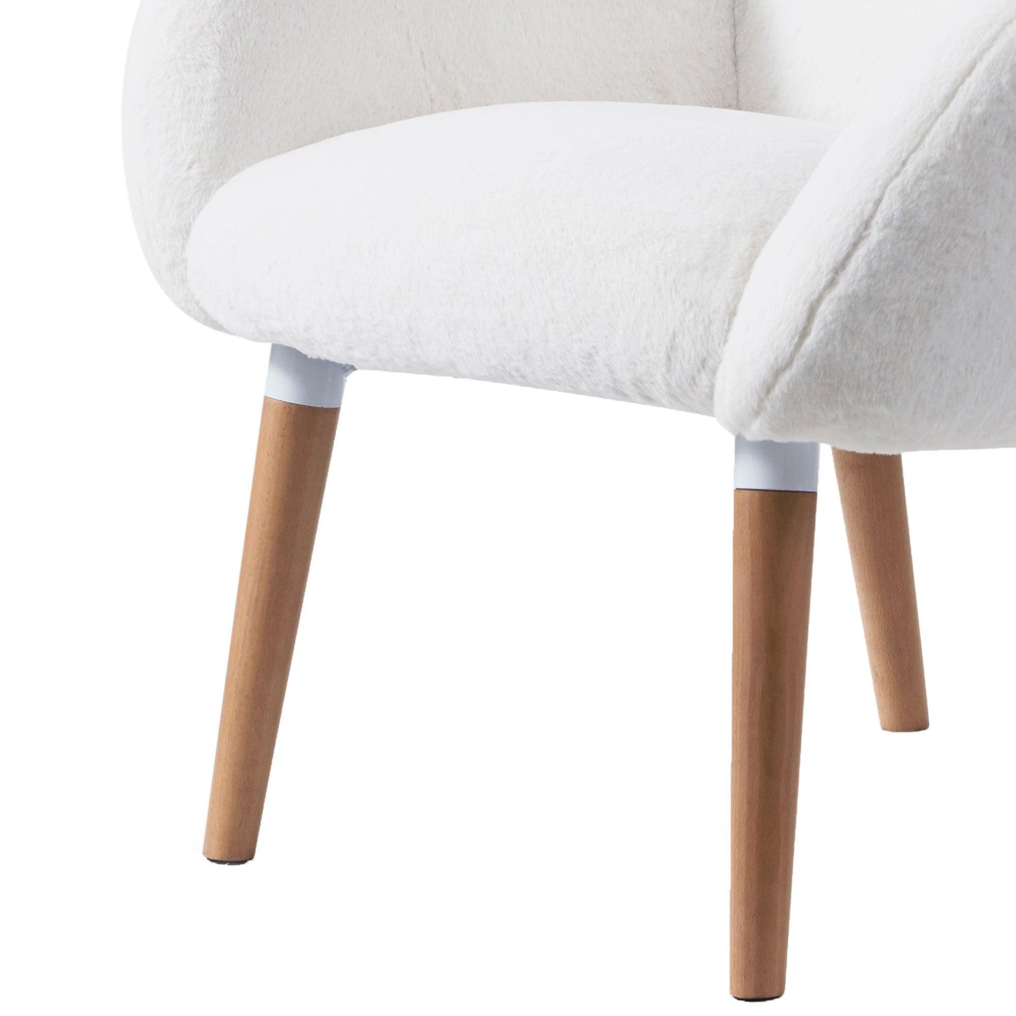 Cozy chair featuring Beech wood frame and soft faux lamb fabric upholstery, ideal for comfortable seating.
