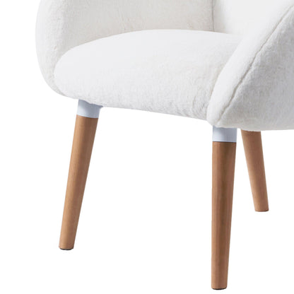 Cozy chair featuring Beech wood frame and soft faux lamb fabric upholstery, ideal for comfortable seating.