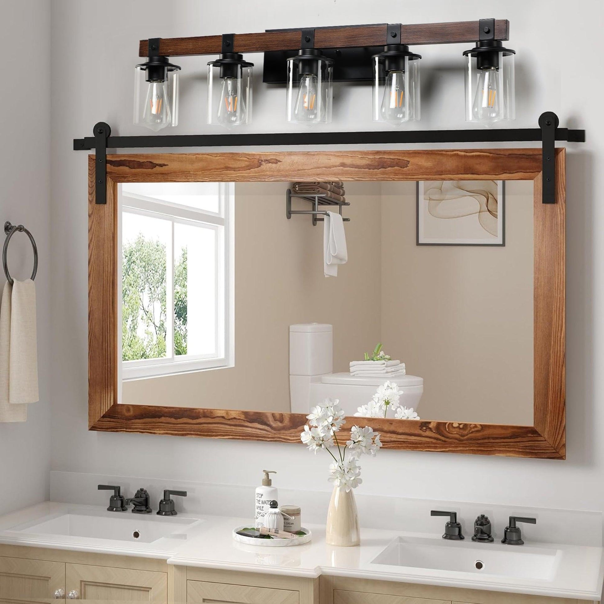 Elegant rustic vanity light fixture designed to enhance bathroom ambiance with vintage charm and warm illumination.