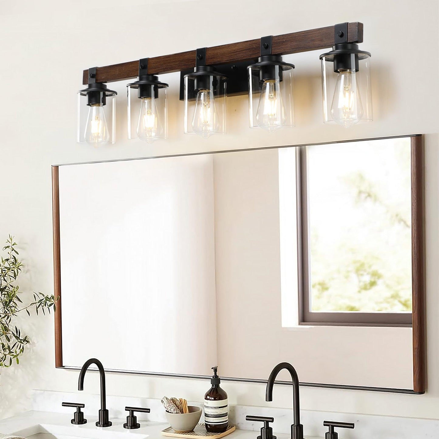 Elegant rustic vanity light fixture designed to enhance bathroom ambiance with vintage charm and warm illumination.