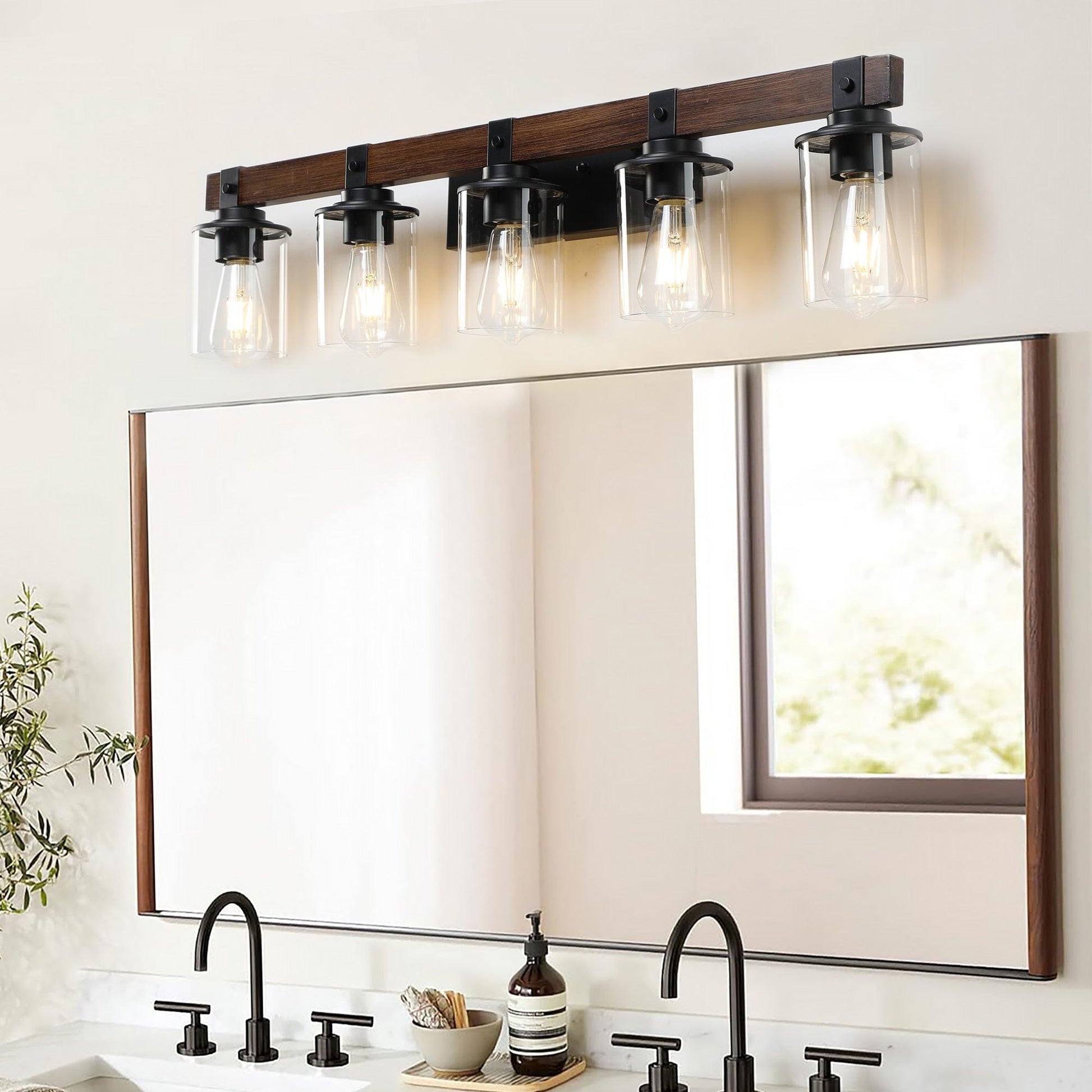 Elegant rustic vanity light fixture designed to enhance bathroom ambiance with vintage charm and warm illumination.