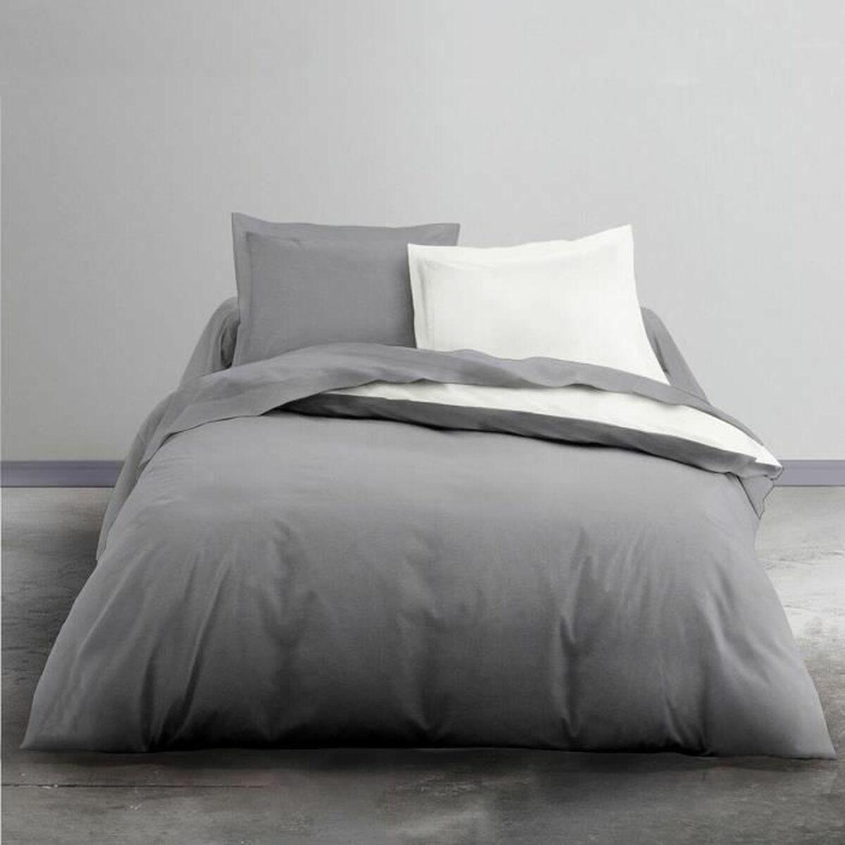 Nordic 100% Cotton White + Light Grey Bedding Set 200 x 200 cm