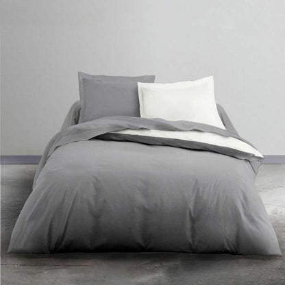Nordic 100% Cotton White + Light Grey Bedding Set 200 x 200 cm