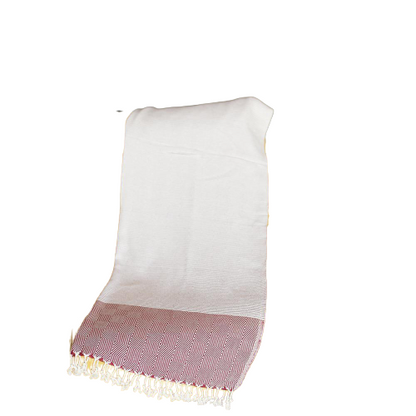 Red + White Turkish Cotton Handwoven Throw Blanket