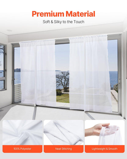 Sheer Curtains 52 W X 84 L Inches 2 Panels Window Drapes Rod Pocket Polyester.