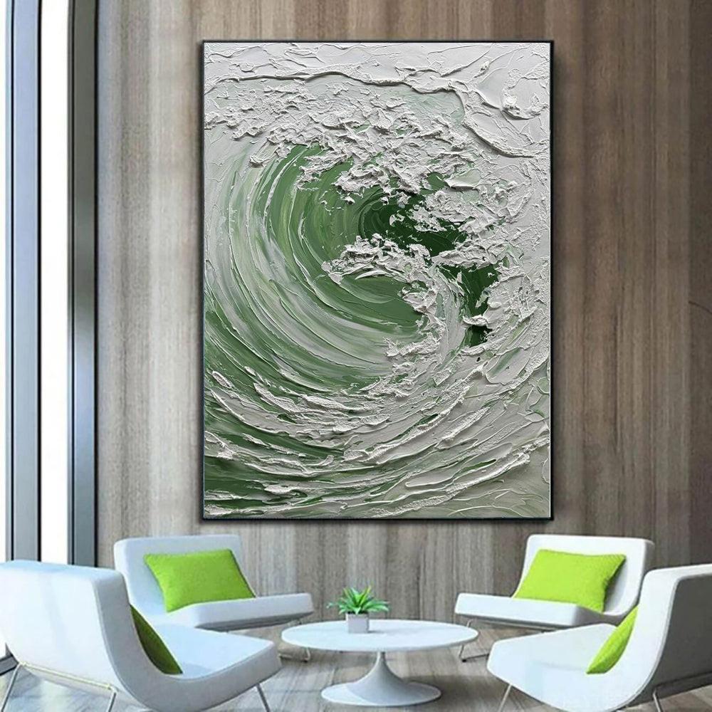 Nordic Ocean Waves Hand-painted Oil Painting On Canvas,Abstract Seaside Landscape Wall Art Poster Living Room Office Home Decor Mural.
