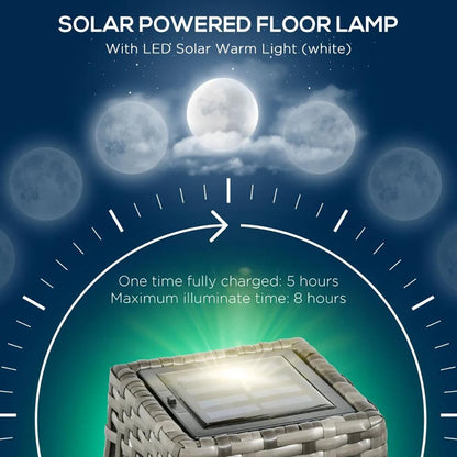 Solar Floor Lamp, Outdoor Garden Lantern Pathway Light & Decorative Driveway Lighting with Auto OnOff LED Lights for Porch, Yard, Lawn, Courtyard, Deck, Gray