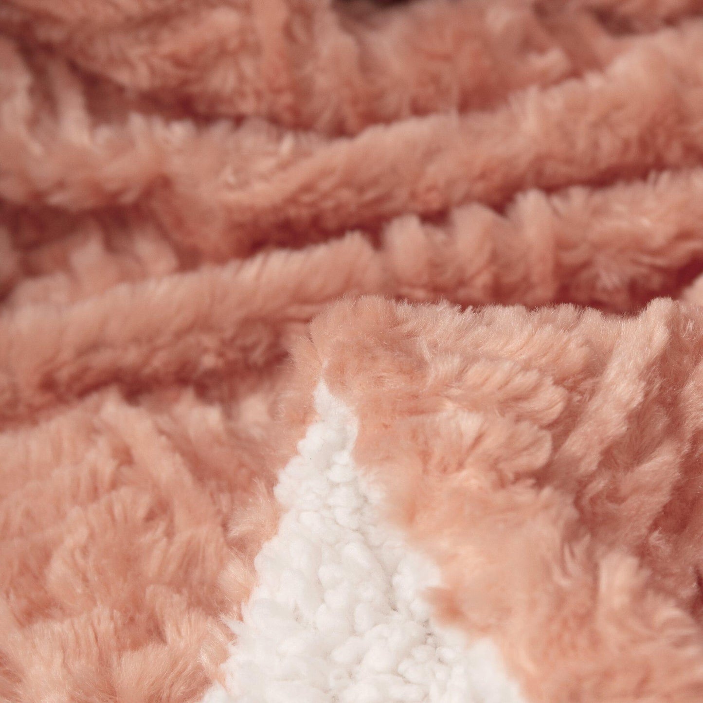 DaDa Bedding Coral Peach + Rose Faux Fur Throw Blanket