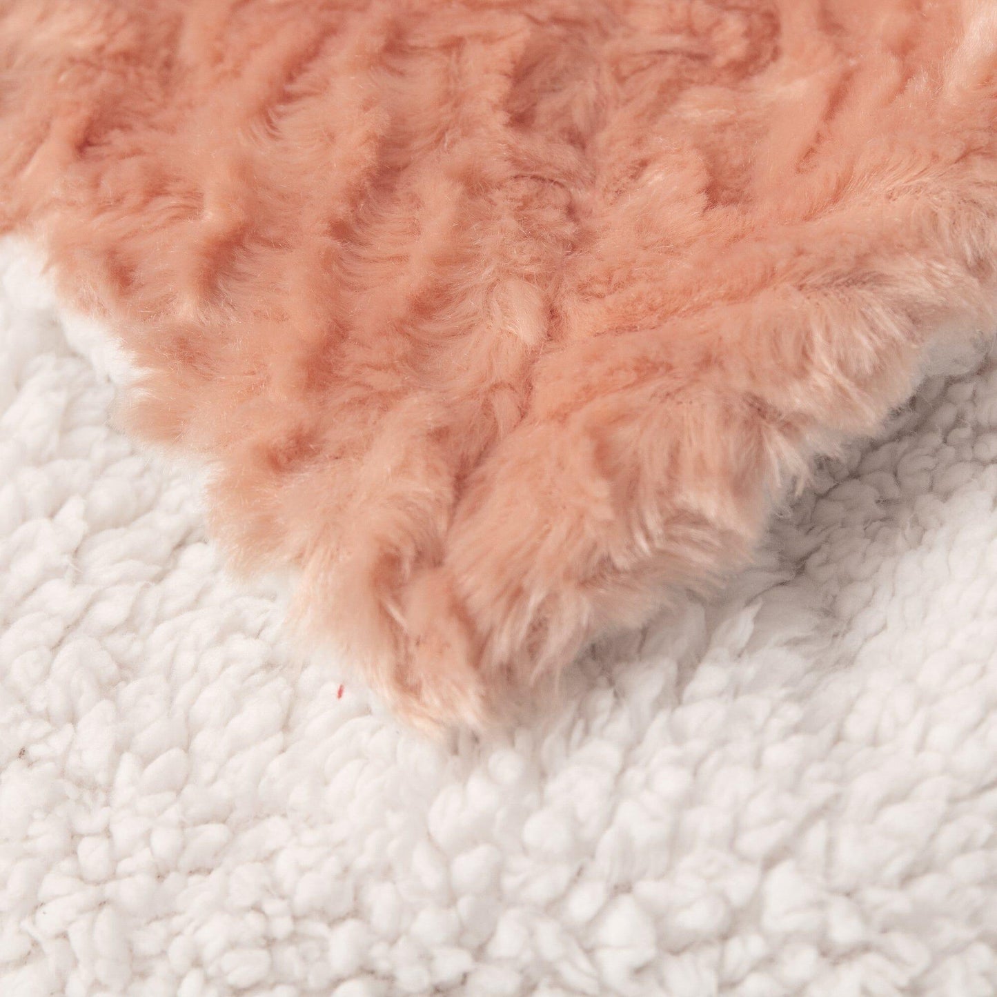 DaDa Bedding Coral Peach + Rose Faux Fur Throw Blanket