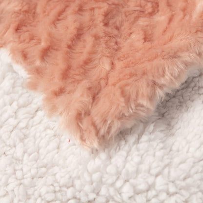 DaDa Bedding Coral Peach + Rose Faux Fur Throw Blanket