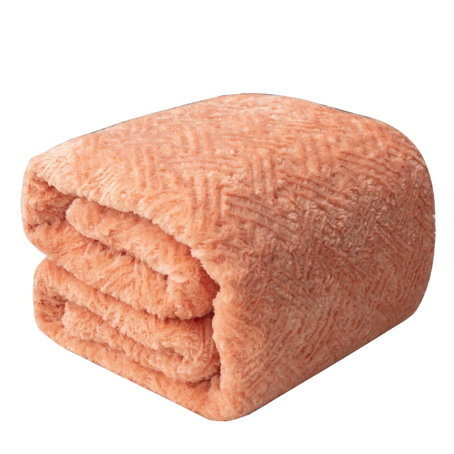 DaDa Bedding Coral Peach + Rose Faux Fur Throw Blanket
