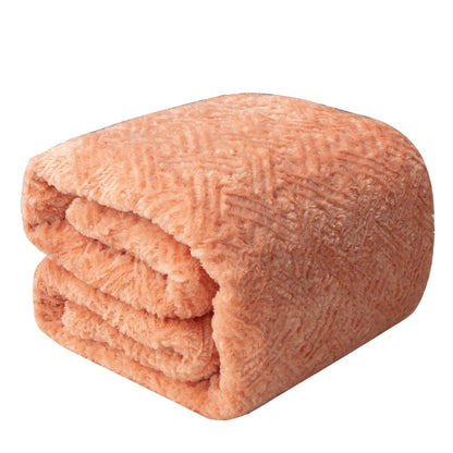 DaDa Bedding Coral Peach + Rose Faux Fur Throw Blanket