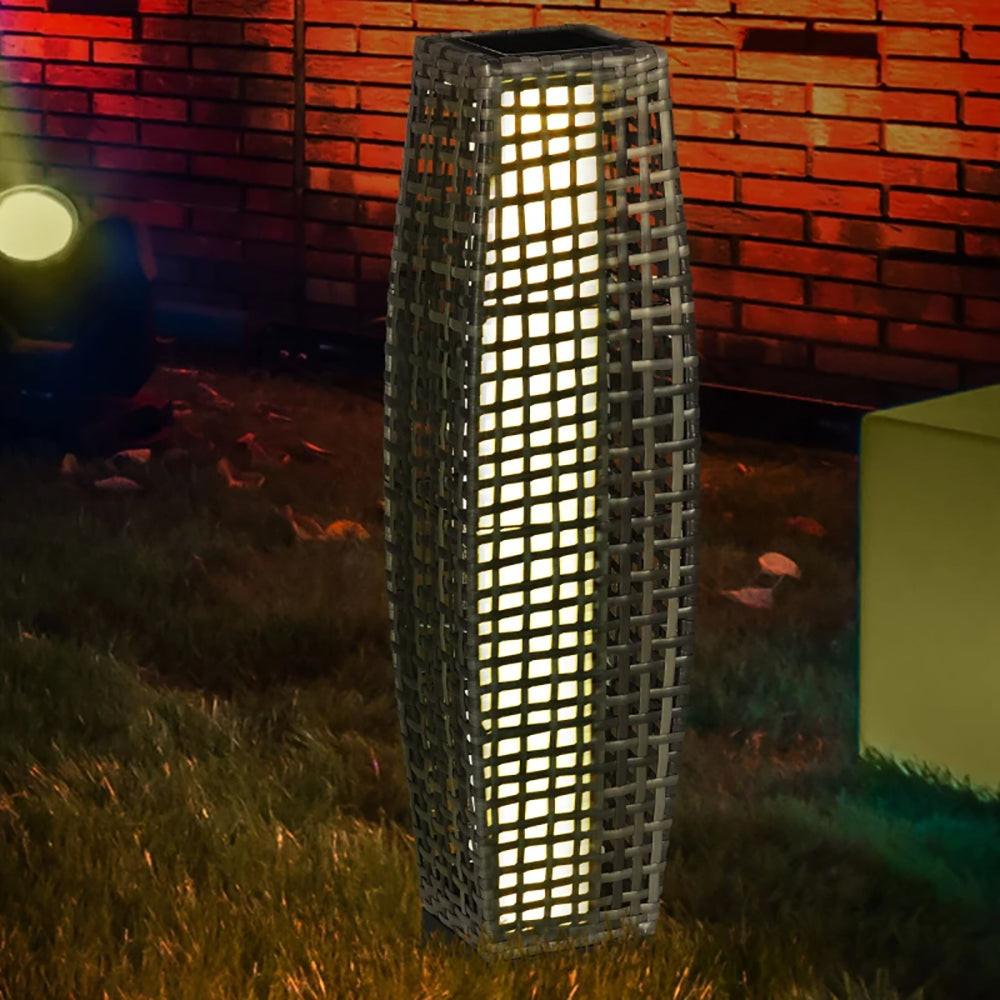 Solar Floor Lamp, Outdoor Garden Lantern Pathway Light & Decorative Driveway Lighting with Auto OnOff LED Lights for Porch, Yard, Lawn, Courtyard, Deck, Gray