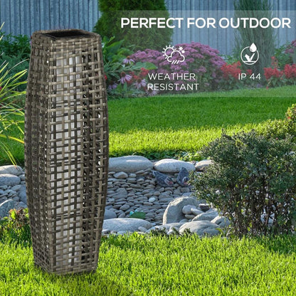 Solar Floor Lamp, Outdoor Garden Lantern Pathway Light & Decorative Driveway Lighting with Auto OnOff LED Lights for Porch, Yard, Lawn, Courtyard, Deck, Gray