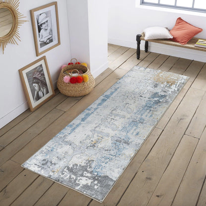 White Abstract Runner 2 Ft. 7 In. X 7 Ft. Rug