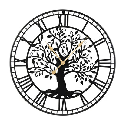 Black Tree Of Life Decorative Wall Clock, 27' Non-Ticking Quartz Movement Easy To Read