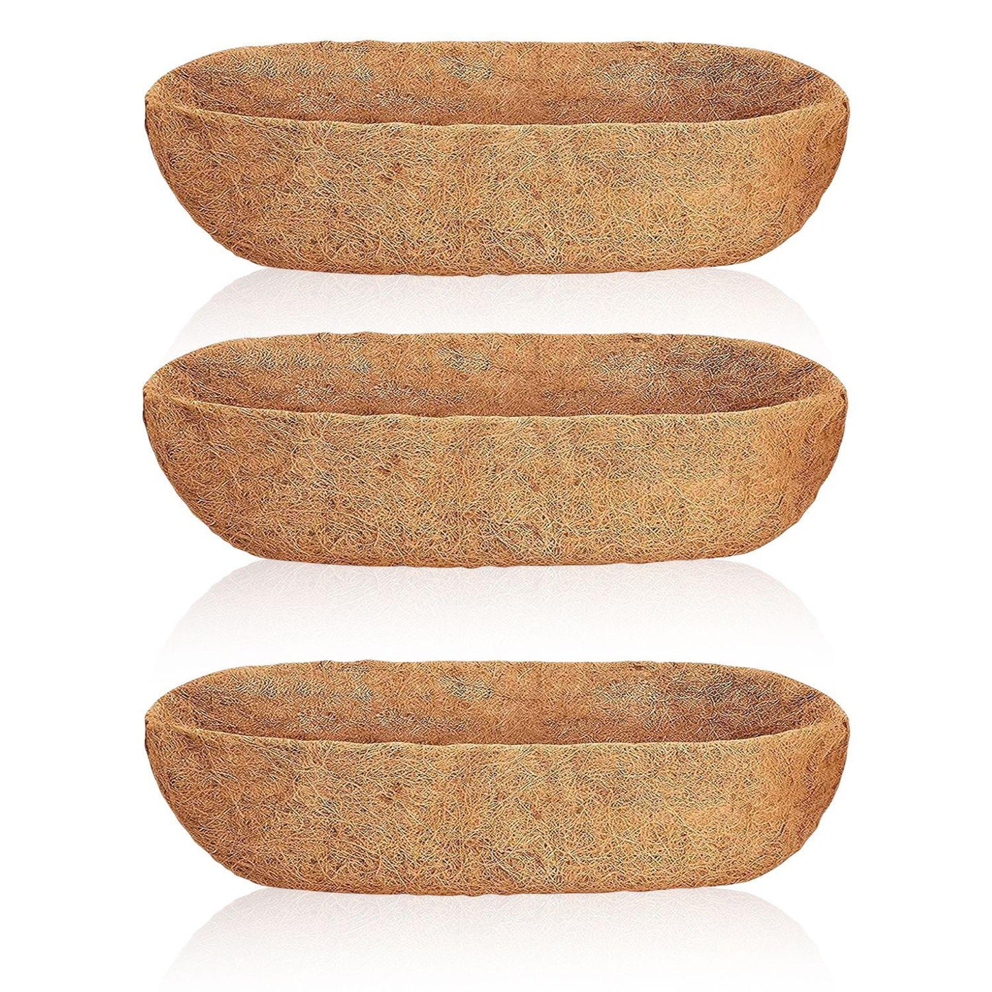 3Pcs Trough Coco Liners For Planters Coconut Coir Planter For Window Box Hanging Trough Basket Half Moon Planter Liner Replacement For Garden Fence Flower Vegetable