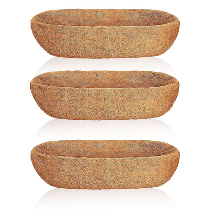 3Pcs Trough Coco Liners For Planters Coconut Coir Planter For Window Box Hanging Trough Basket Half Moon Planter Liner Replacement For Garden Fence Flower Vegetable