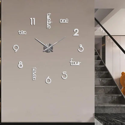 Large Modern Art Deco Wall Clock Silent Acrylic Unique Decorative Wall Clocks For Living Room Bedroom Home Office Hotel Classroom (Black)