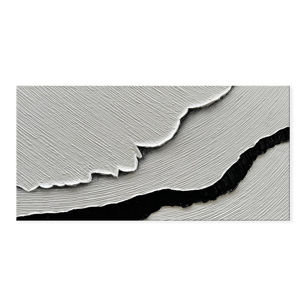 Black White Sea Waves Abstract Paintings Hand-painted Wall Art Horizontal Oil Painting Textured Art Home Living Room Bedroom Decor.