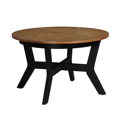 32inch Wood Round Coffee Table for Living Room, Mid Century Farmhouse