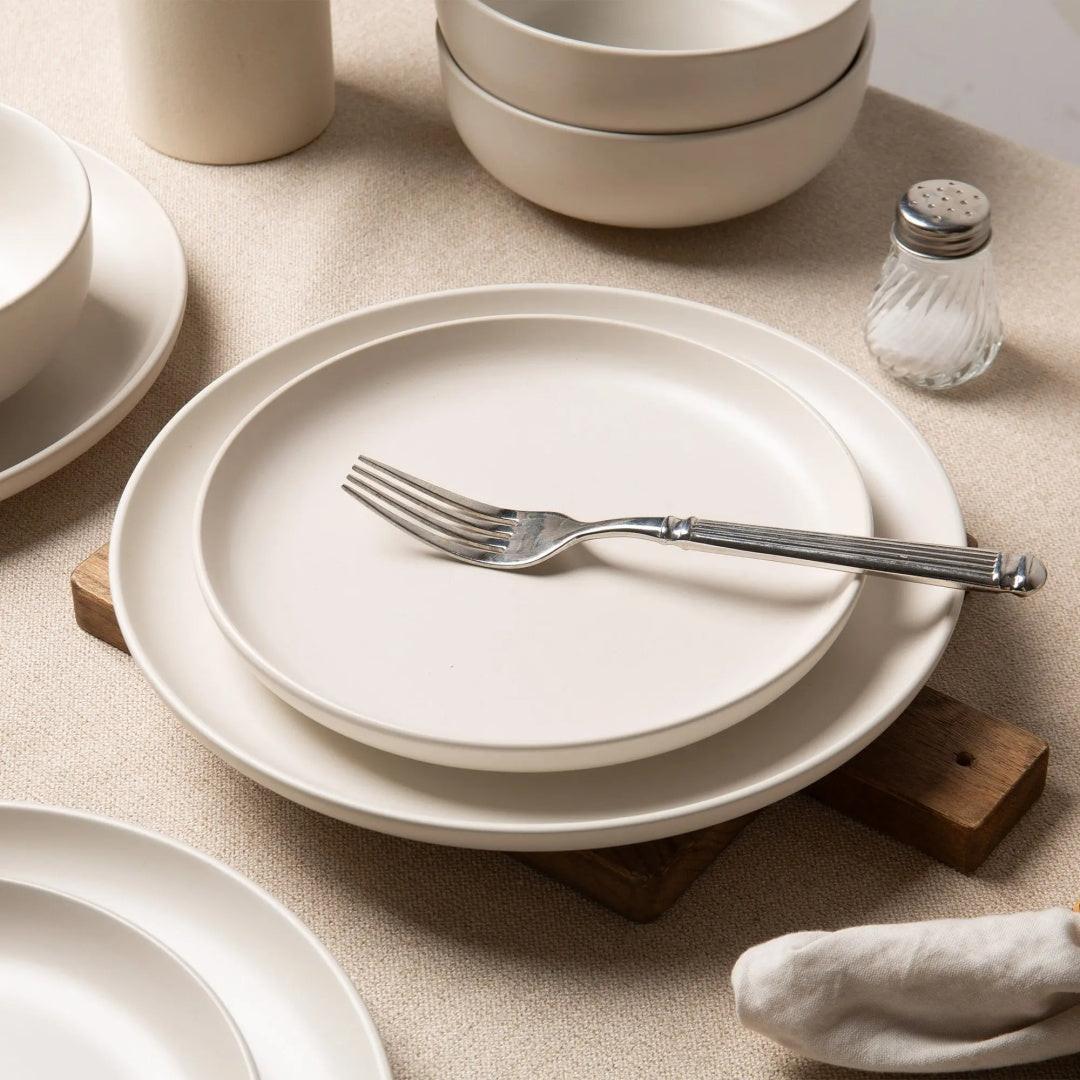12-Piece Stoneware Dinnerware Sets With Mugs  Microwave  Dishwasher Safe  Non-Toxic Dinner Plates Bowls Set  Stackable Matte Glaze Kitchenware For 3