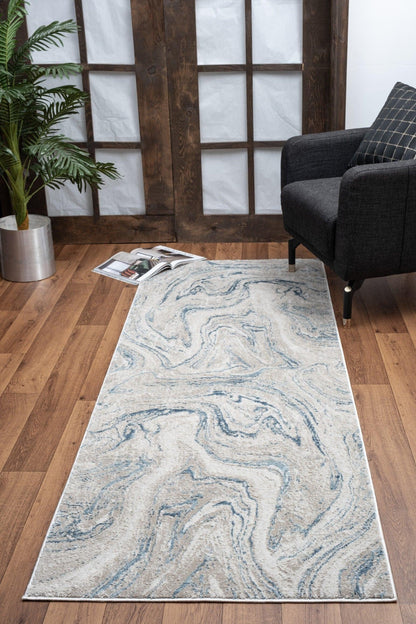 Elegant Blue & Ivory Swirl 5 Ft. 3 In. X 7 Ft. 3 In. Area Rug