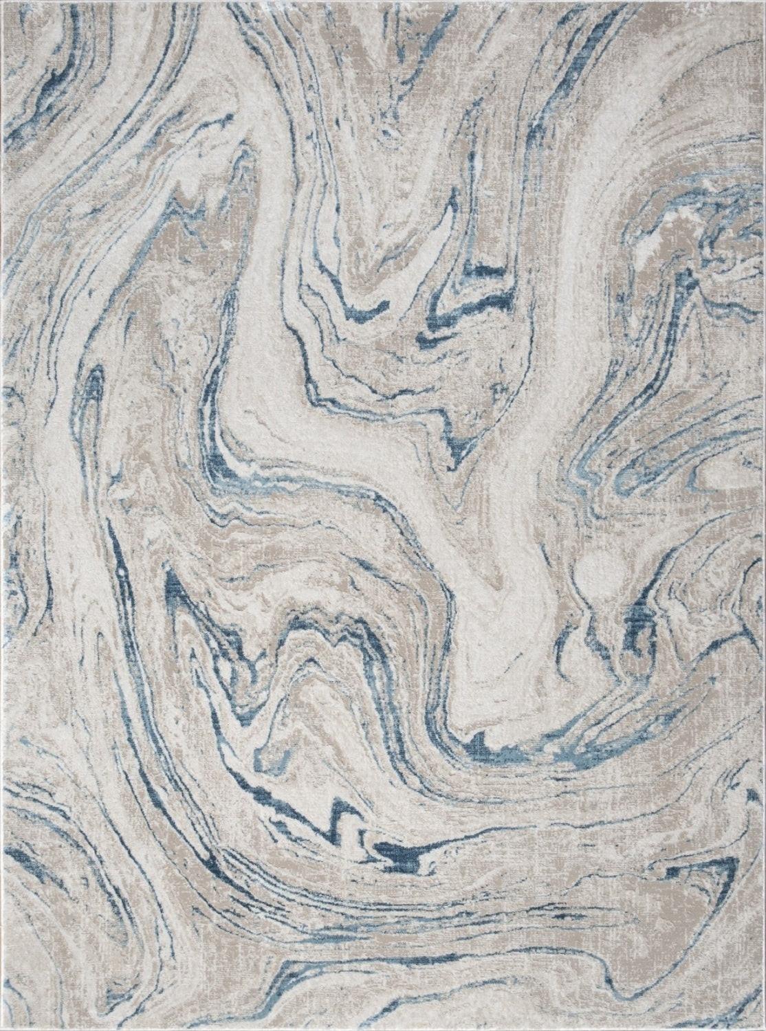 Elegant Blue & Ivory Swirl 5 Ft. 3 In. X 7 Ft. 3 In. Area Rug