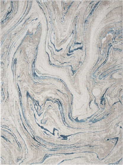 Elegant Blue & Ivory Swirl 5 Ft. 3 In. X 7 Ft. 3 In. Area Rug