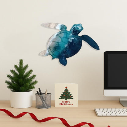 Handcrafted Iron Sea Turtle Wall Sculpture Coastal Ocean Theme Art for Living Room/Bedroom