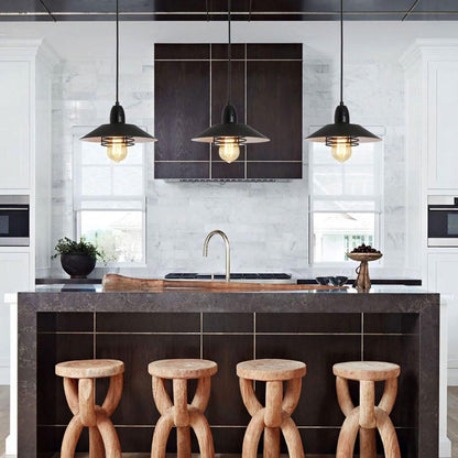 Farmhouse Vintage Pendant Light Black Fixture Pendant Lights With Spring Frame Adjustable Metal Hanging Lamp For Kitchen Island Dining Room Bedroom Living Room Barn Entryy,E26