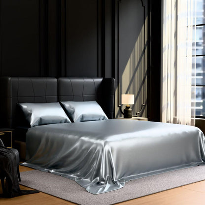 Satin Bed Sheets, Full Size Sheets Set, 4 Pcs Silky Bedding Set With 15 Inches Deep Pocket For Mattress Full, Grey