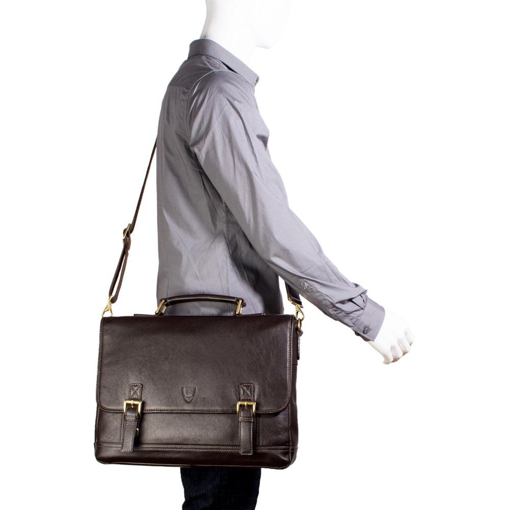 Premium leather briefcase designed for reliable laptop protection with elegant and durable craftsmanship.
