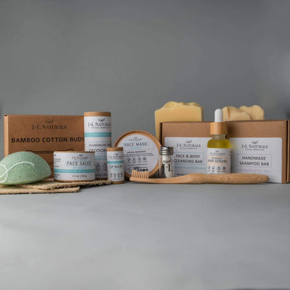 Comprehensive self-care kit including essential items for personal wellness and relaxation