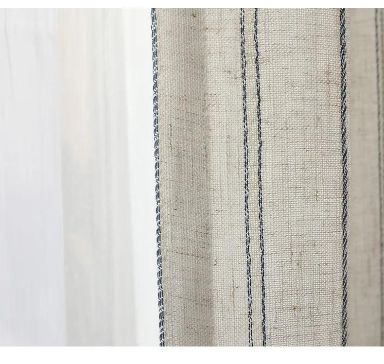 Linen Cotton Stripe Curtain for Living Room, Linen Bedroom Curtain Window Drapes