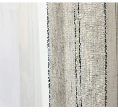 Linen Cotton Stripe Curtain for Living Room, Linen Bedroom Curtain Window Drapes