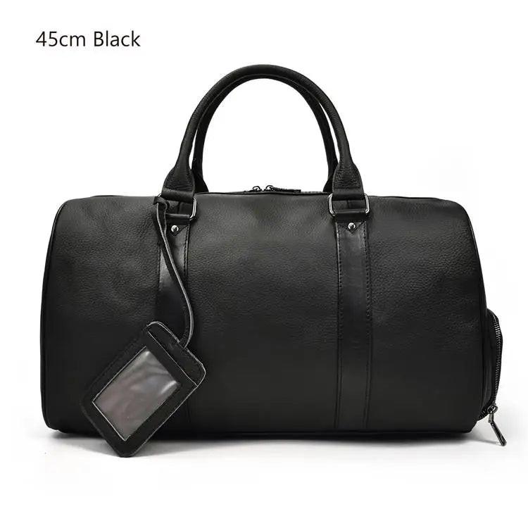 Premium cowskin travel bag showcasing durable craftsmanship and stylish design for sophisticated travelers.