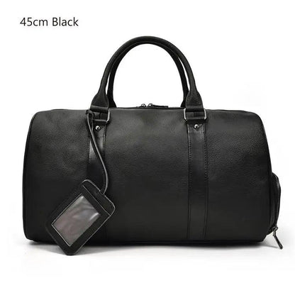 Premium cowskin travel bag showcasing durable craftsmanship and stylish design for sophisticated travelers.
