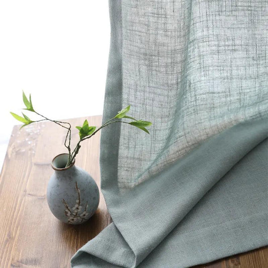Modern Cotton Linen Curtain Yarn, Semi Shading Sheer Curtains