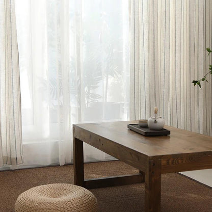 Linen Cotton Stripe Curtain for Living Room, Linen Bedroom Curtain Window Drapes