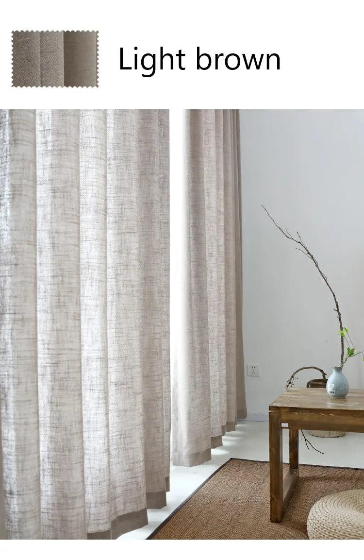 Modern Cotton Linen Curtain Yarn, Semi Shading Sheer Curtains