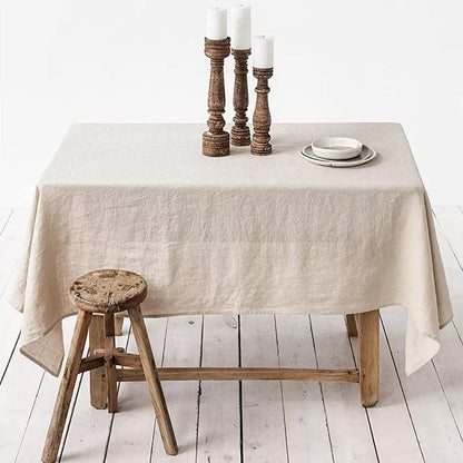 100% Pure Linen Handmade Solid Color Tablecloth