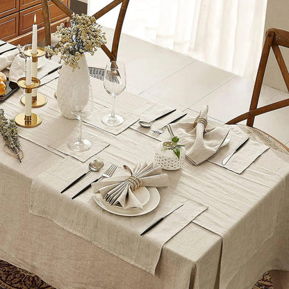100% Pure Linen Handmade Solid Color Tablecloth