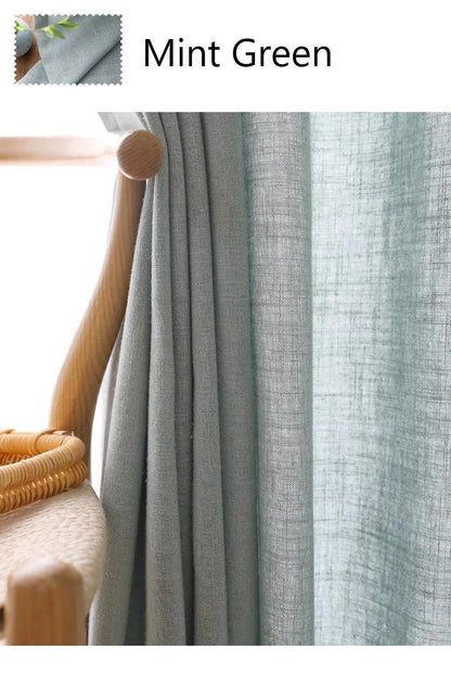Modern Cotton Linen Curtain Yarn, Semi Shading Sheer Curtains