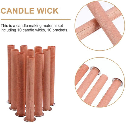 8pc Wooden Round Tube Smokeless Candle Core Wicks/ Replacement